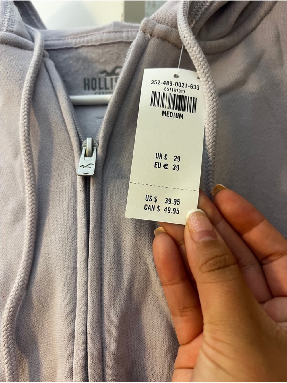 Hollister Cropped Zip-Up Hoodie Lavender